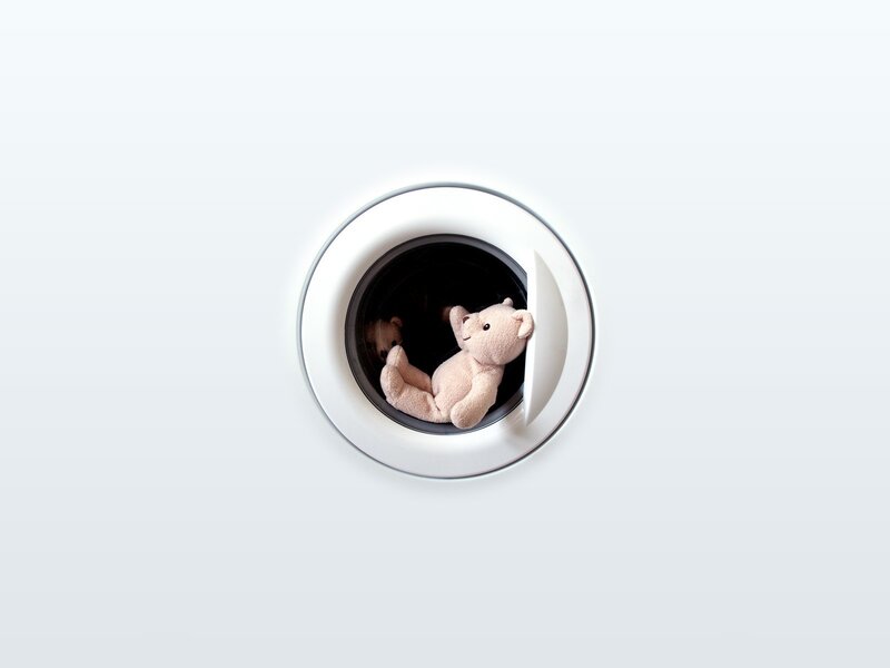 teddy bear in washing machine