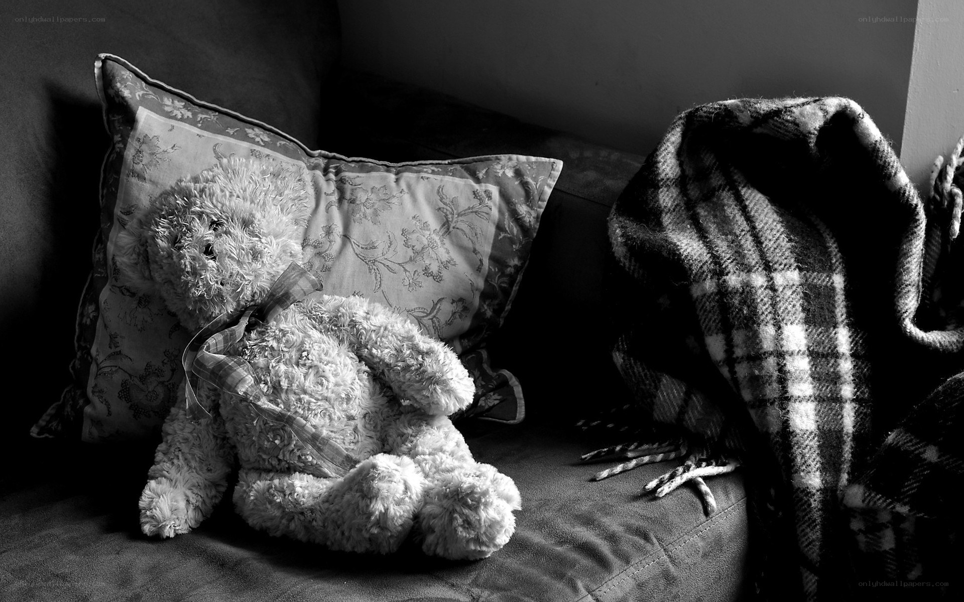 Teddy bear on a couch