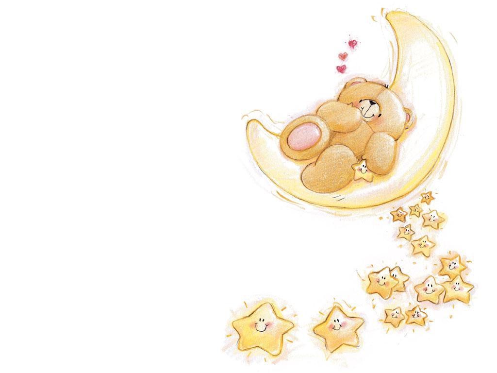 Teddy bear on a crescent moon