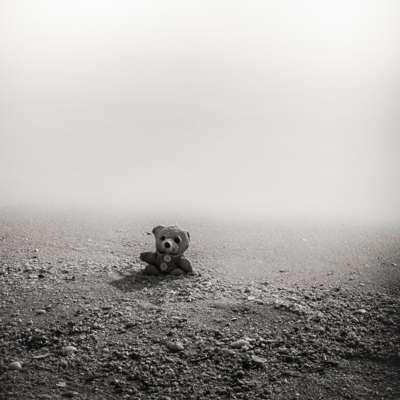 Teddy Bear on Beach — Black