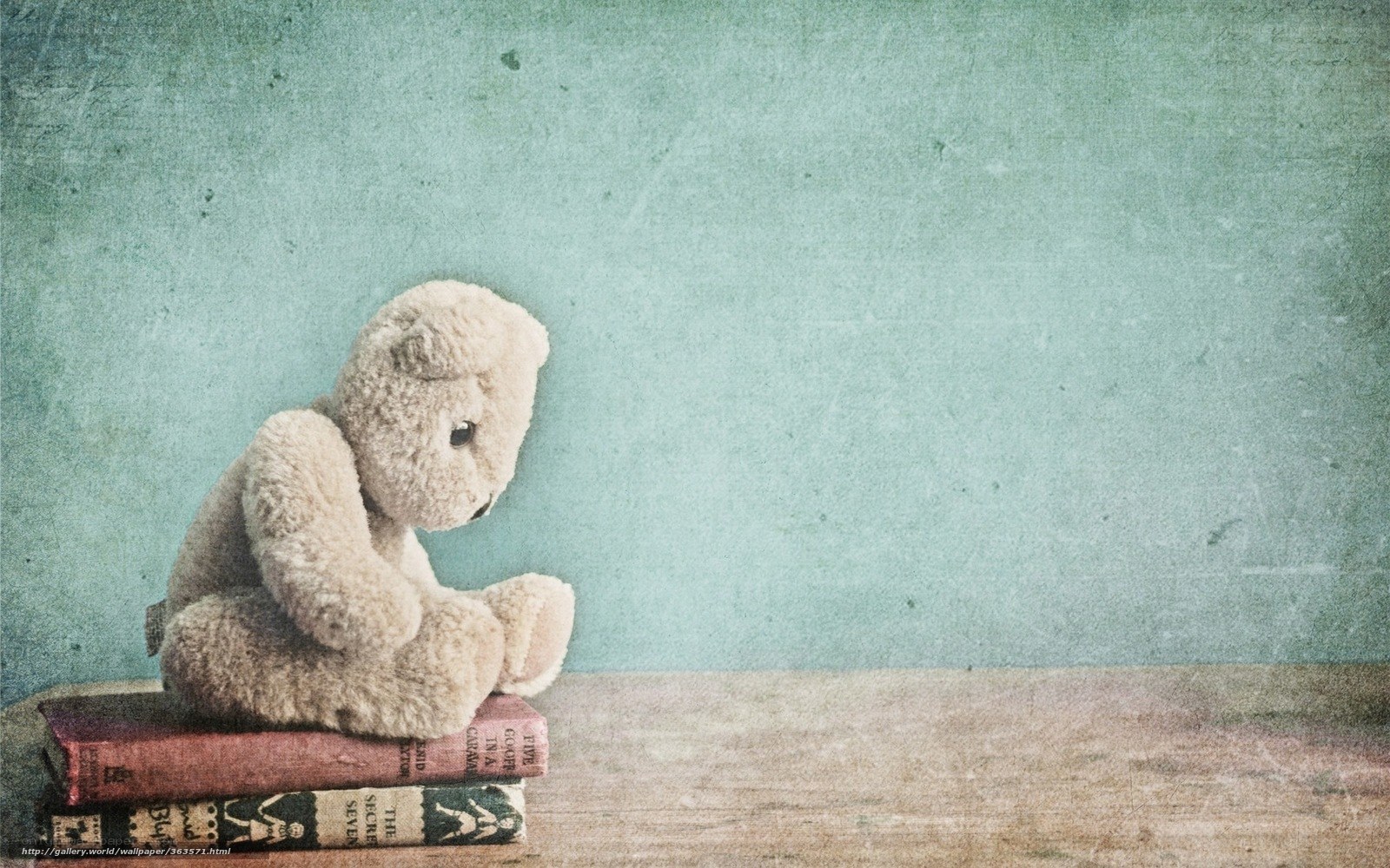 Teddy bear on books
