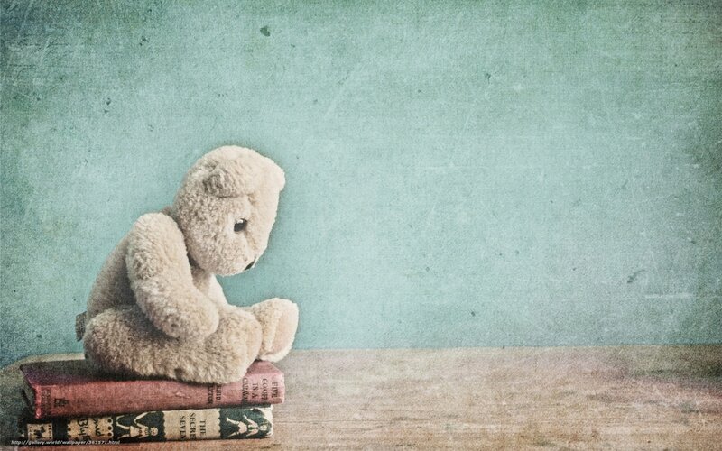 Teddy Bear on Books — Blue