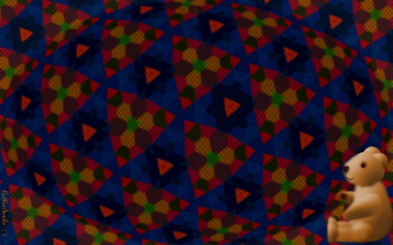 Teddy Bear on Patterned Background