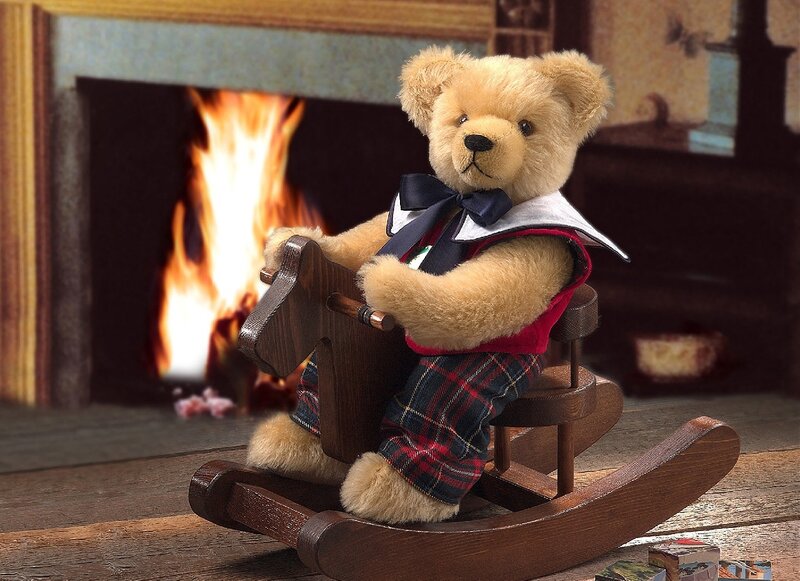 Teddy Bear on Rocking Horse — Brown