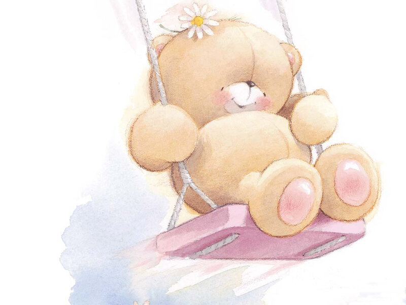 Teddy Bear on Swing — Brown, Calm
