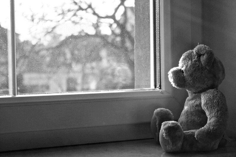 Teddy Bear on Windowsill — Black