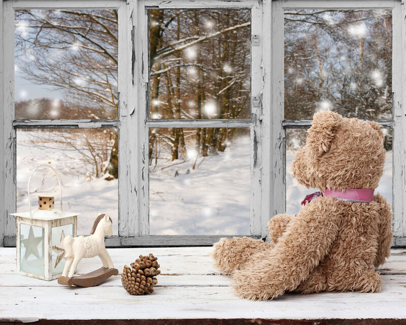 Teddy Bear on Windowsill — Brown, Serene