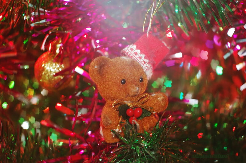 Teddy Bear Ornament — Red