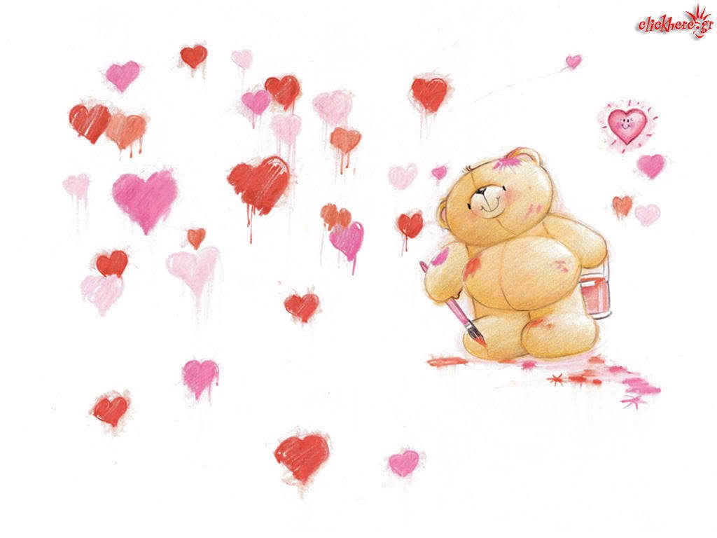teddy bear painting hearts