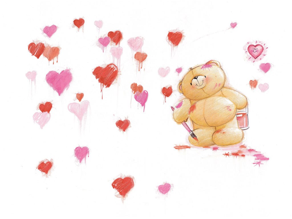 teddy bear painting hearts