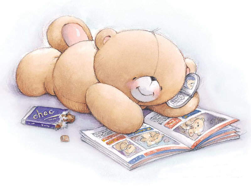 Teddy Bear Reading Comic — Brown