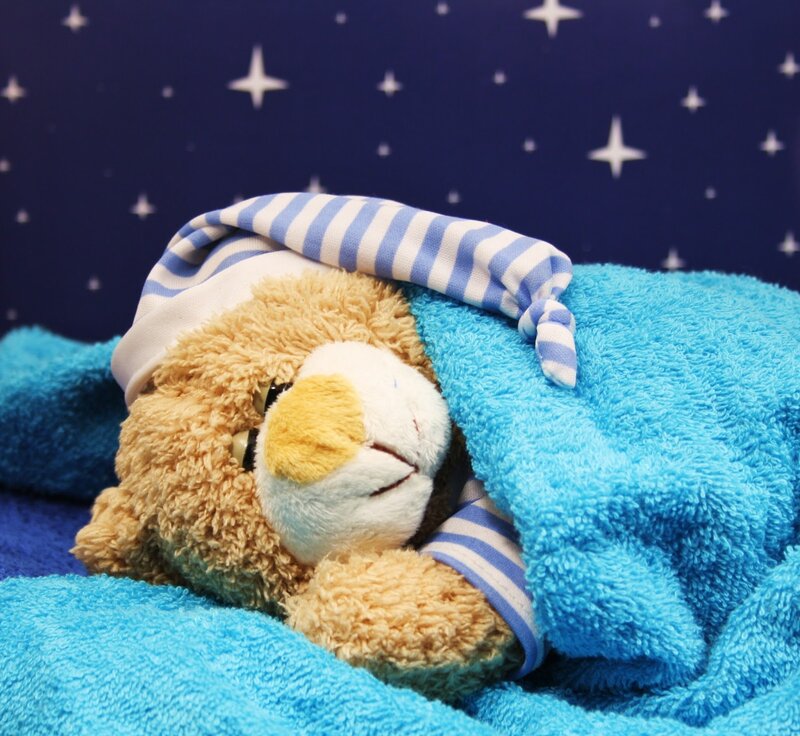 Teddy Bear Sleeping — Blue, Calm