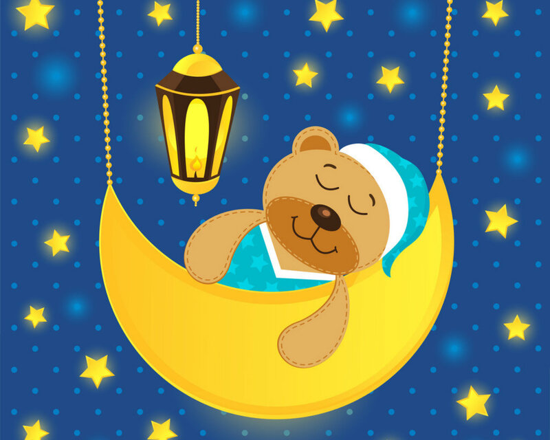 Teddy Bear Sleeping — Blue