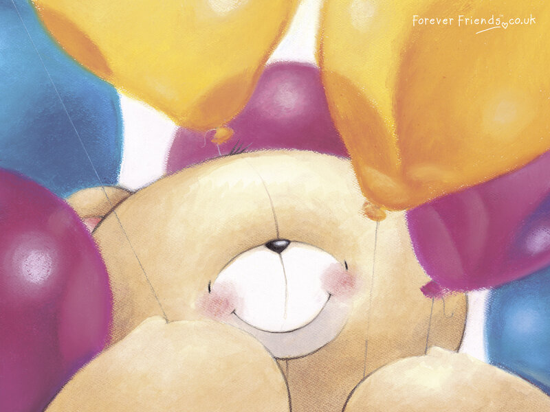 teddy bear with balloons