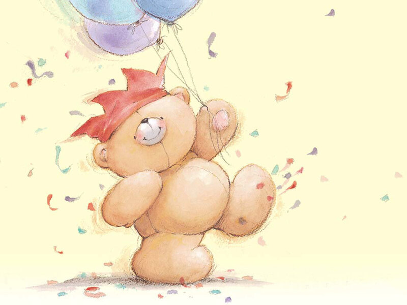 Teddy Bear with Balloons — Beige