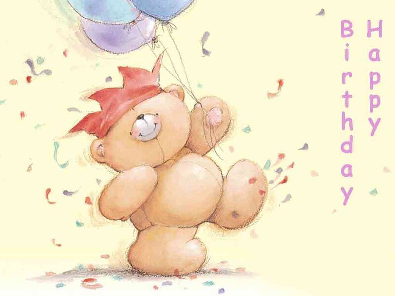Teddy Bear with Balloons — Yellow