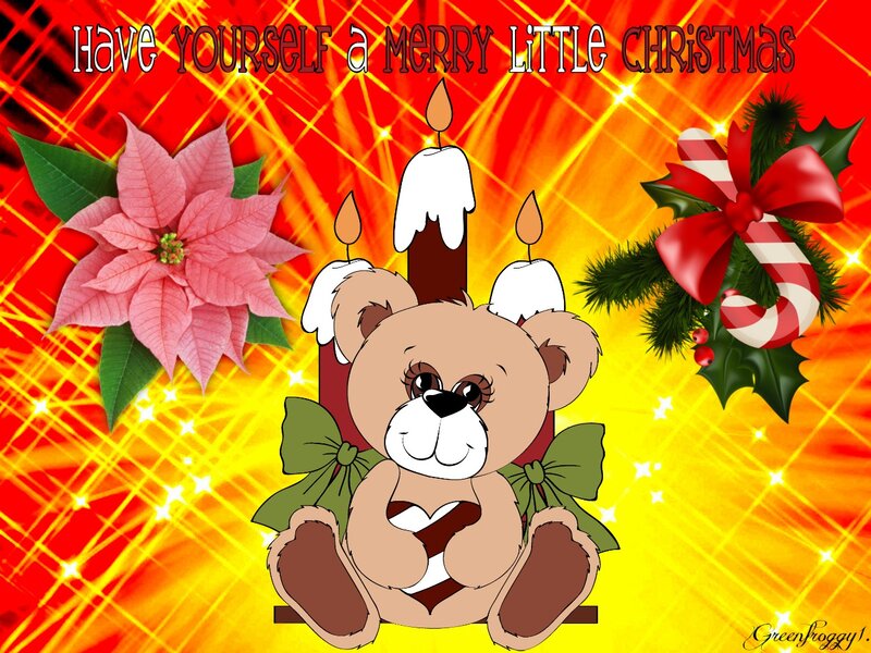 Teddy Bear with Candles — Red