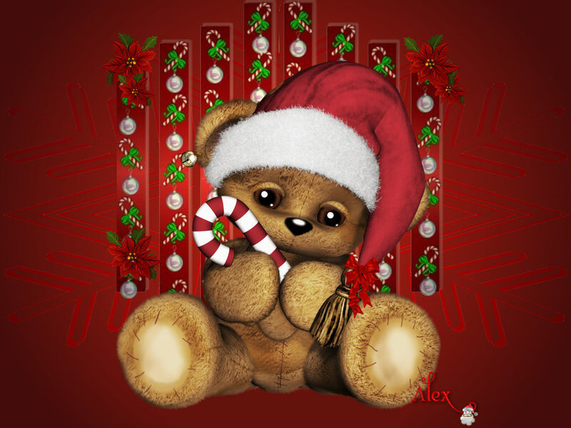 Teddy bear with candy cane