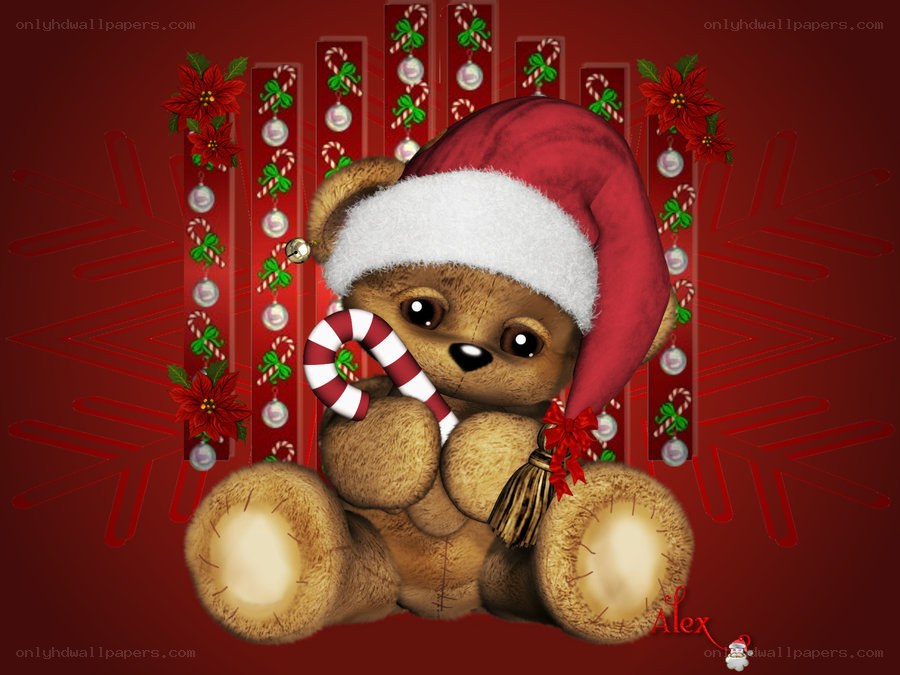 Teddy bear with candy cane