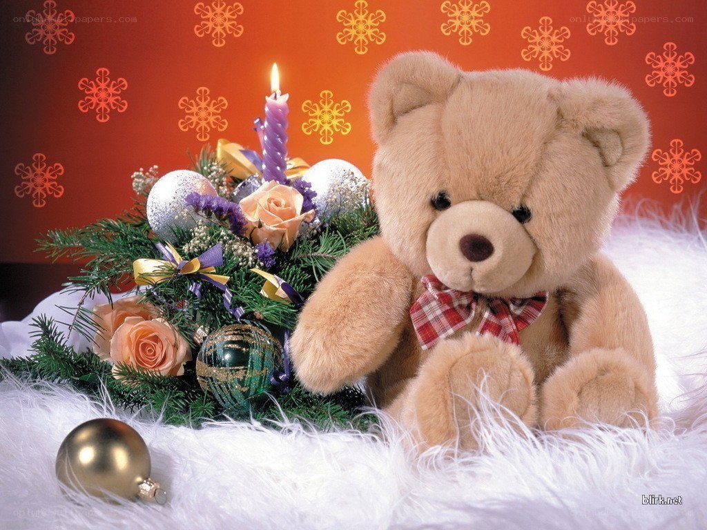 Teddy bear with Christmas decorations