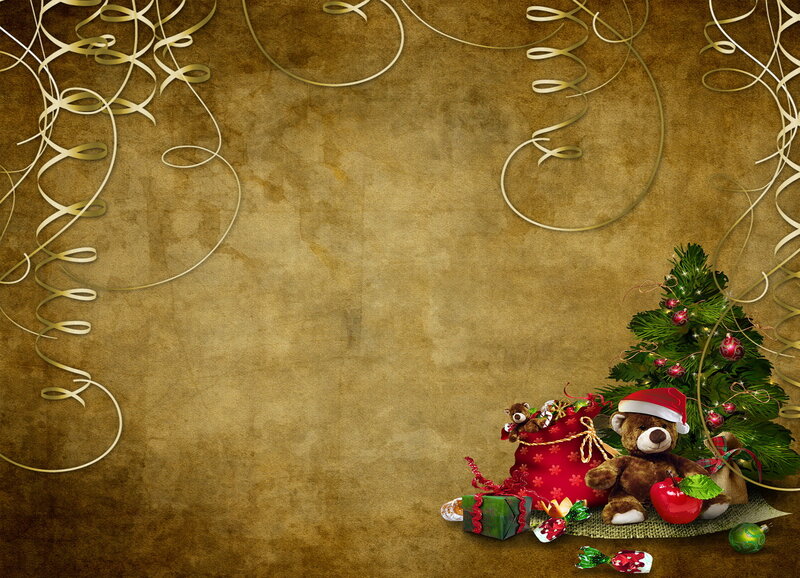 Teddy Bear with Christmas Tree