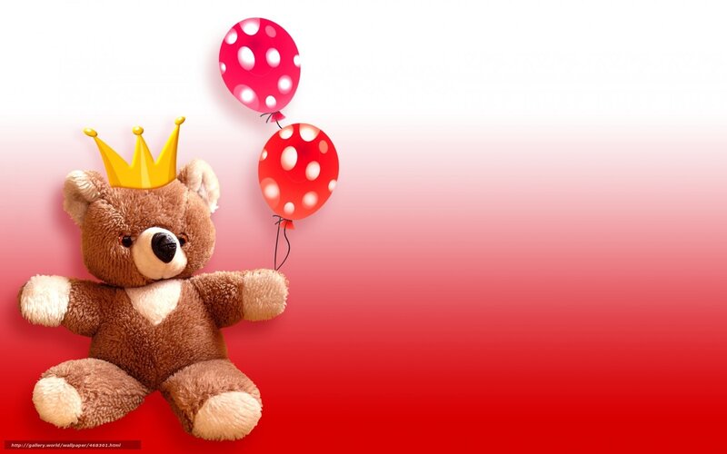 Teddy Bear with Crown — Red