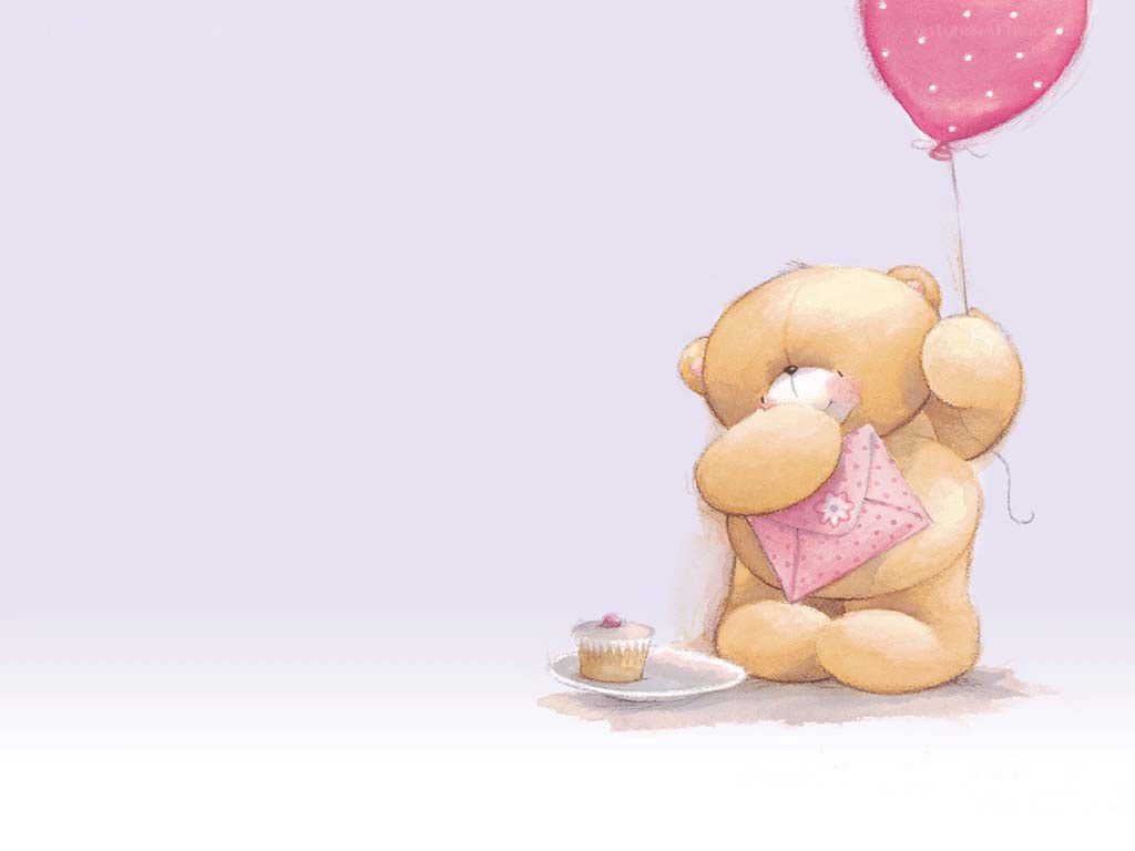 teddy bear with cupcake and balloon