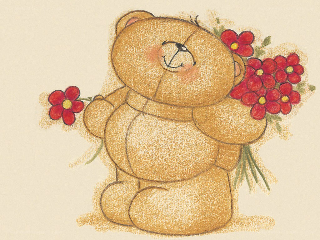 Teddy bear with flowers