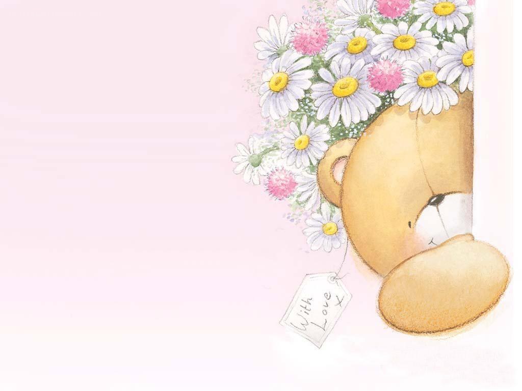 teddy bear with flowers