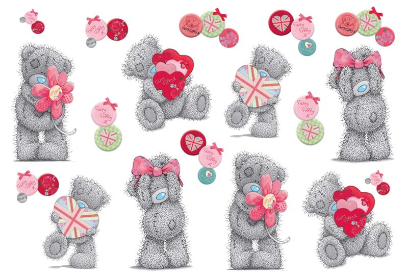 Teddy Bear with Flowers — Gray, Cute