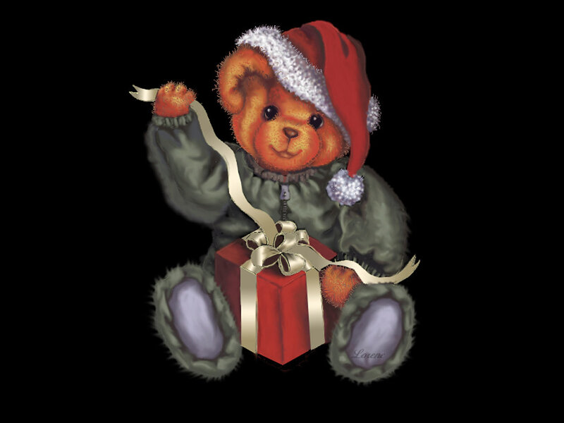 Teddy Bear with Gift — Red