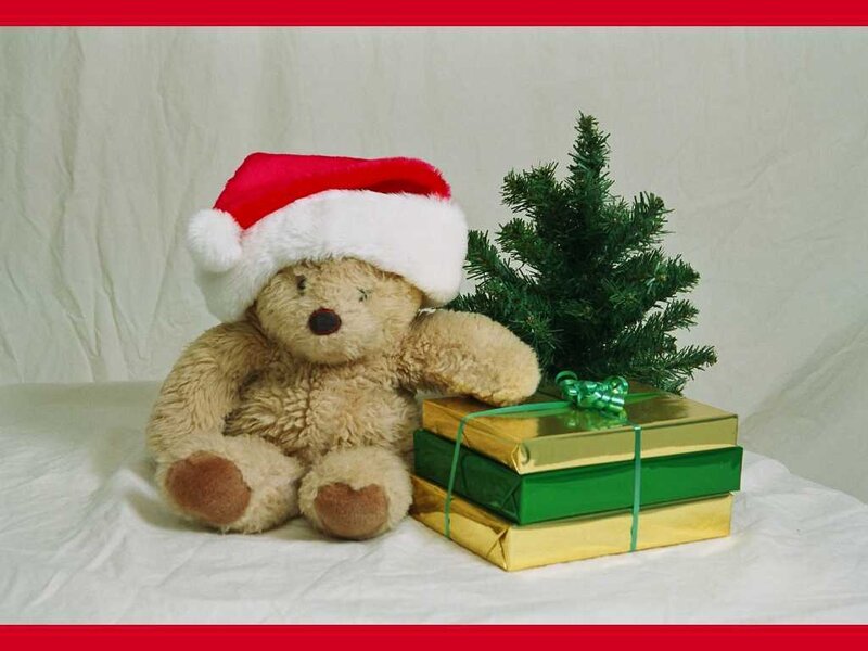 Teddy Bear with Gifts — White