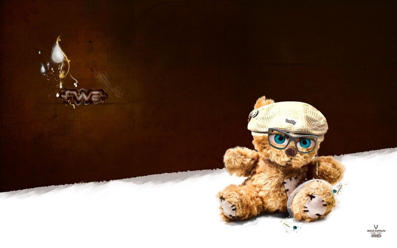 Teddy Bear with Glasses — Brown, Whimsical, Digital Art, Cap