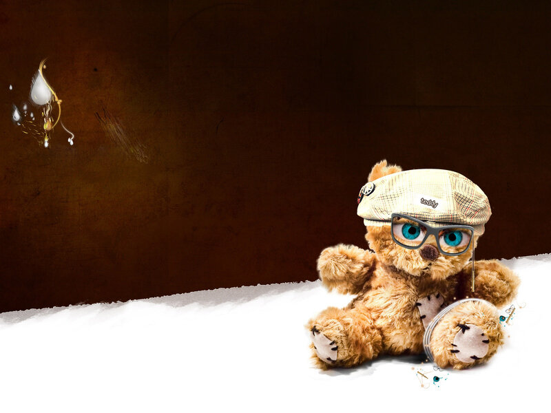 Teddy Bear with Glasses — Brown, Whimsical
