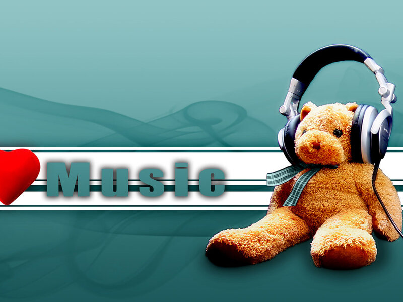 Teddy Bear with Headphones — Teal
