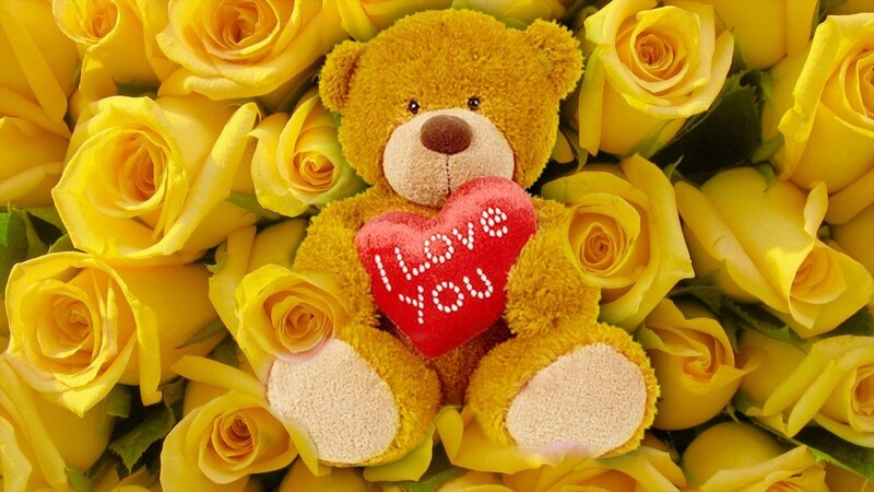 Teddy Bear with Heart — Yellow