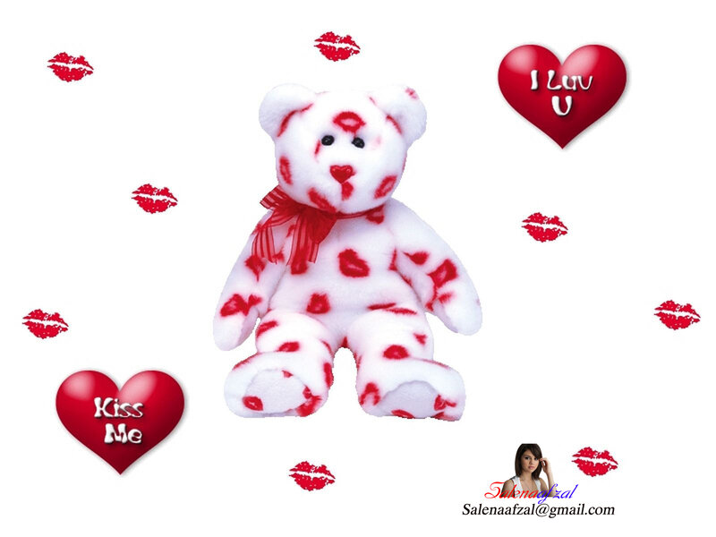 teddy bear with hearts and kisses