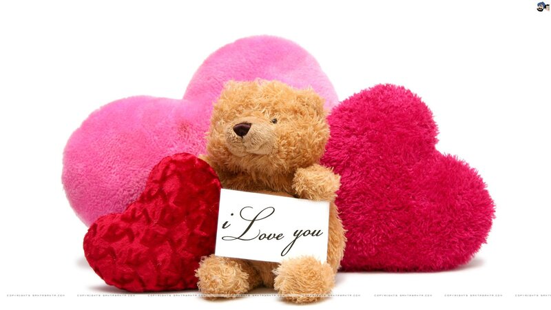 Teddy Bear with Hearts — Pink