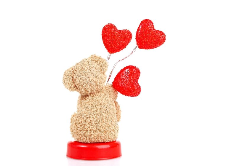 Teddy Bear with Hearts — Red