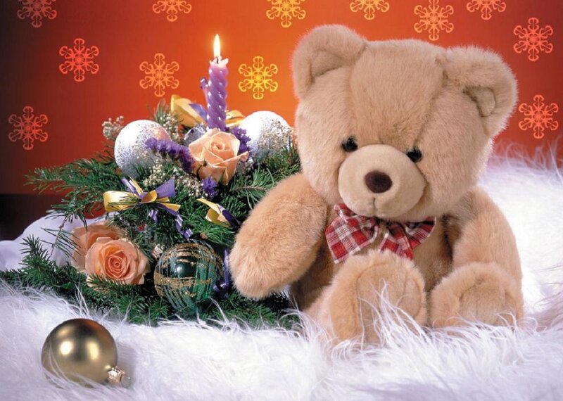 Teddy Bear with Holiday Decor