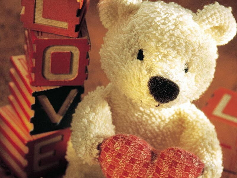 teddy bear with love blocks