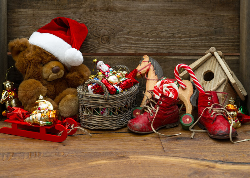 Teddy Bear with Ornaments — Brown, Festive