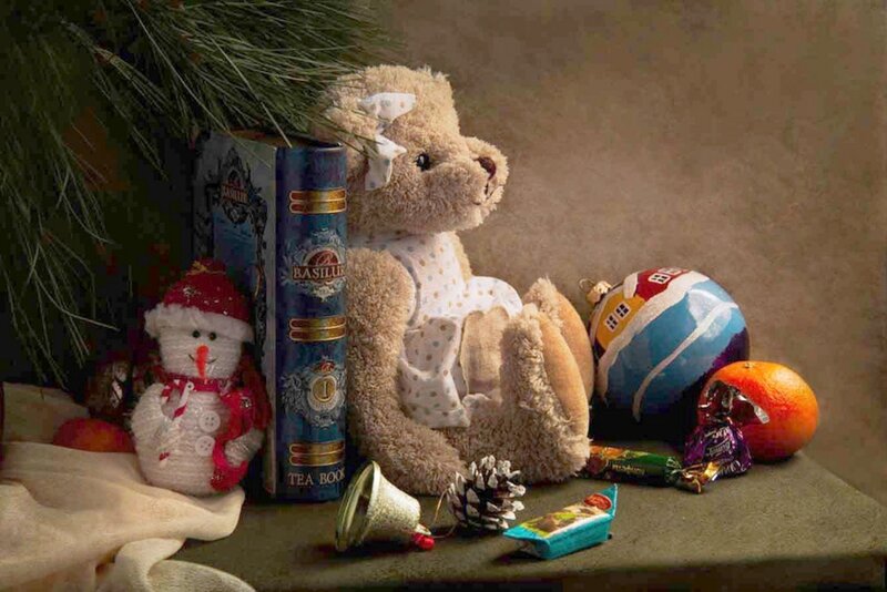 Teddy Bear with Ornaments — Brown