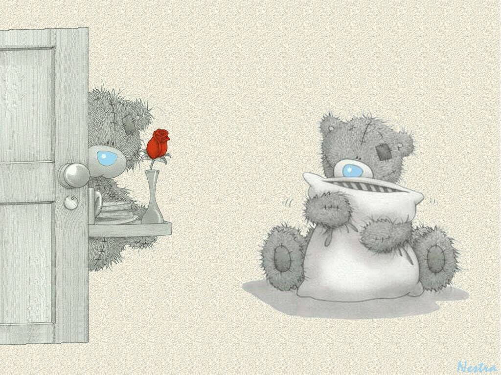 Teddy bear with rose and pillow