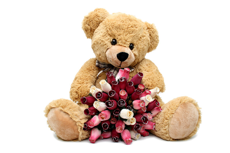 Teddy Bear with Roses — Brown