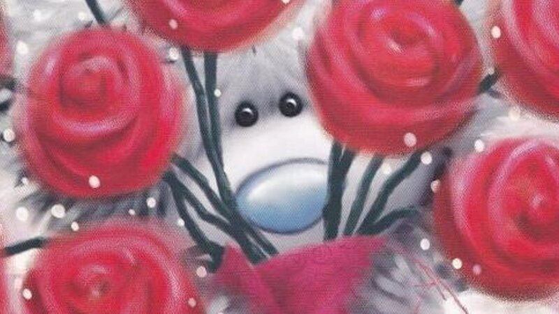 Teddy Bear with Roses — Red, Romantic