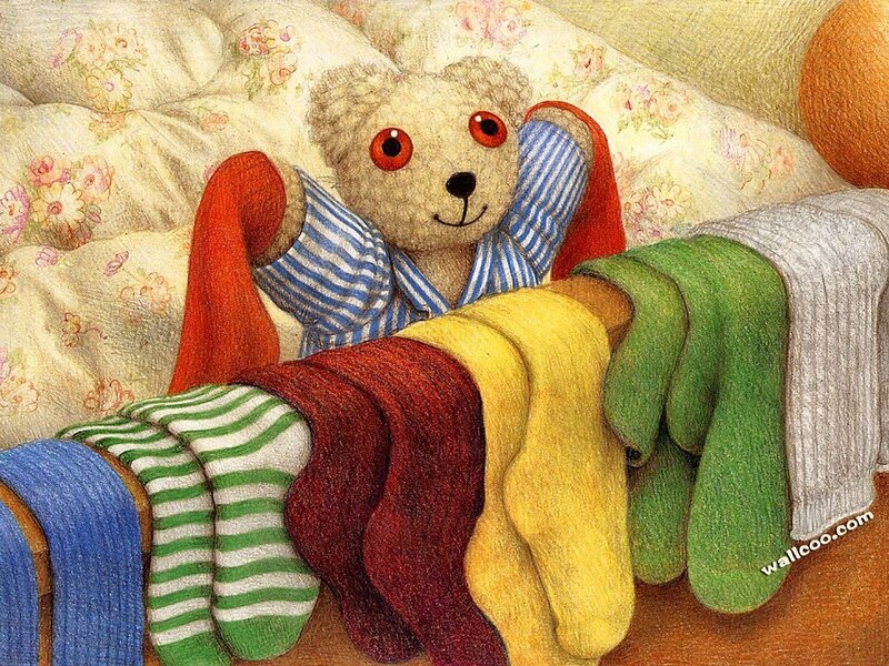 teddy bear with socks