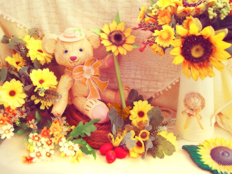 Teddy Bear with Sunflowers