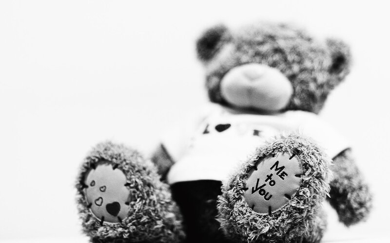 Teddy Bear with Text — Black, Sentimental
