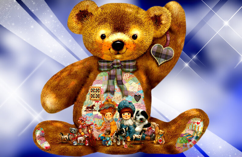 Teddy Bear with Toys — Brown